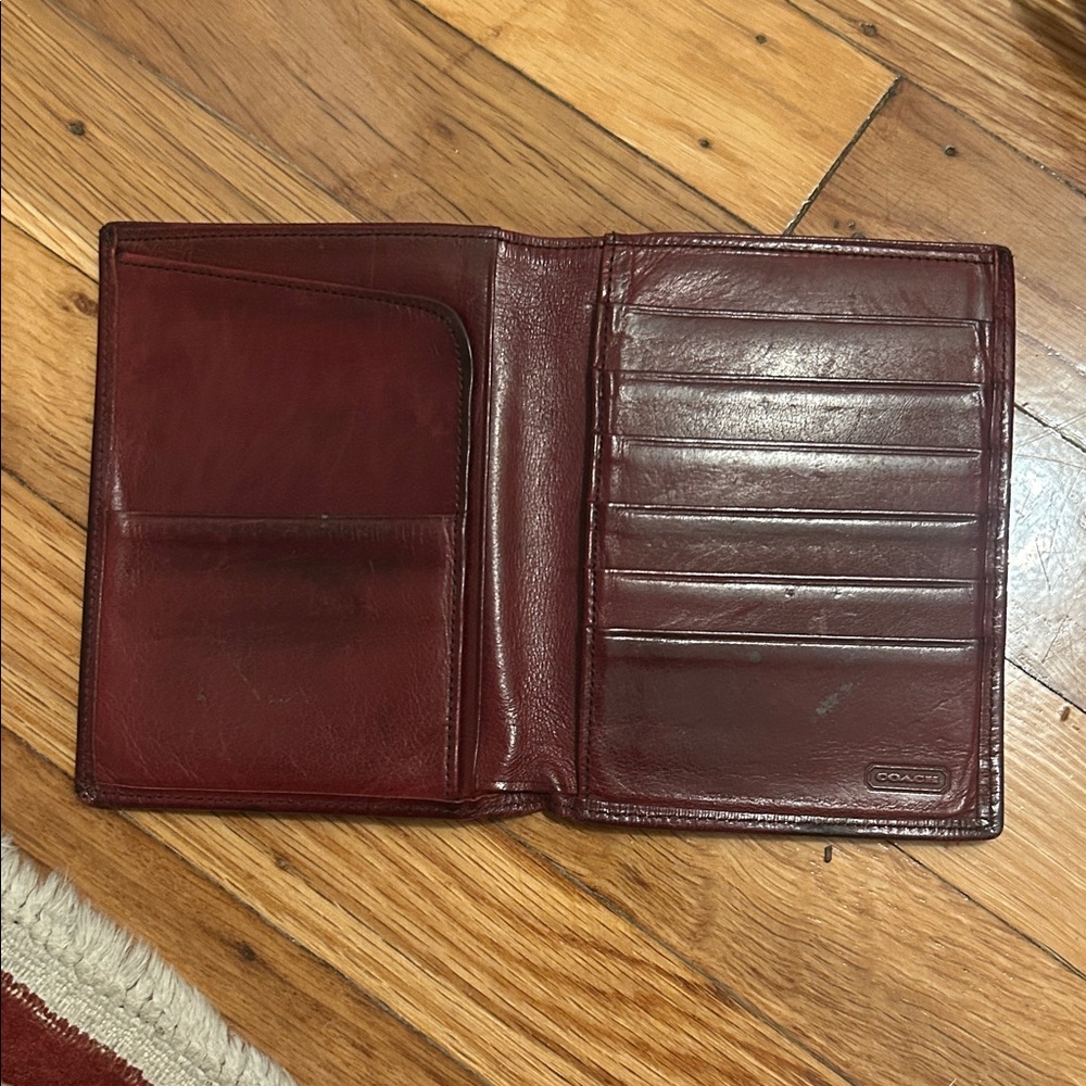 Coach Leather Bifold Passport Wallet in Deep Burgundy - Picture 2 of 8